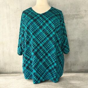 NWT! Catherine’s V-neck quarter sleeve plaid blouse size 3X